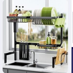 Black Over-the-Sink Dish Drying Rack